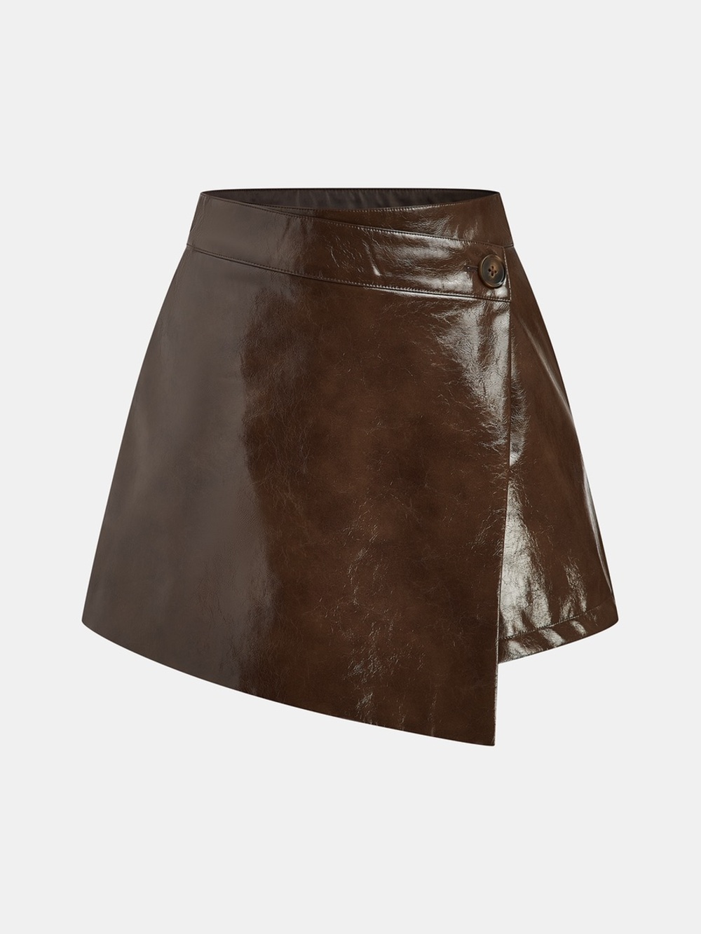 Commense Vintage Asymmetrical Layered Faux Leather Skort Size L NWT